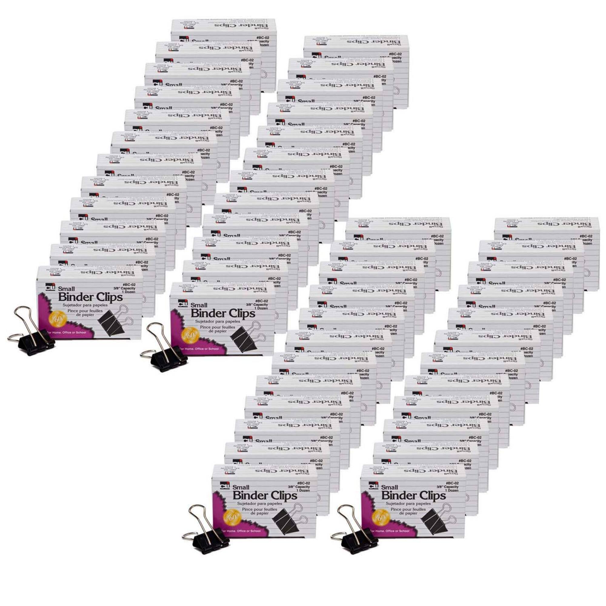 Charles Leonard 3/8" Black Binder Clips, 48 Packs of 12